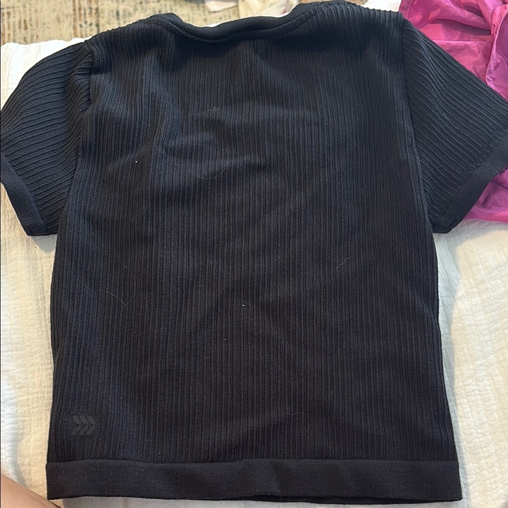 Target Black Ribbed Short Sleeve Tee - Picture 2 of 2